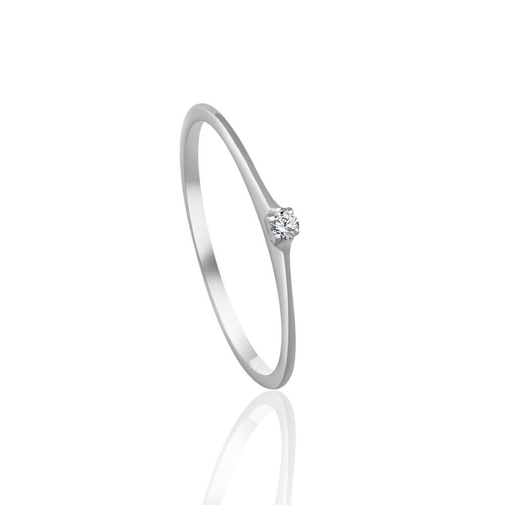 Simple round promise diamond ring in 18K White Gold - S-R209SC