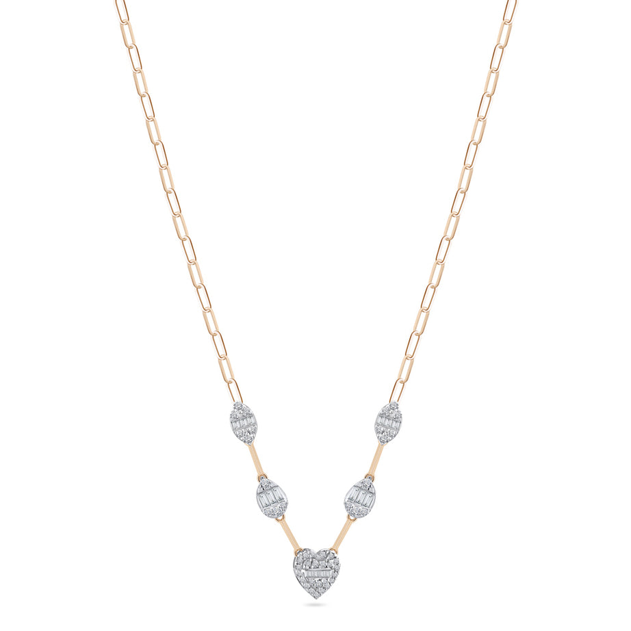 18K Rose Gold Diamond Necklace - S-X196N