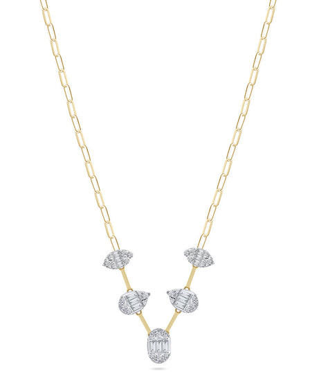An 18K yellow gold diamond necklace with a V-shaped pendant - Siran By IRAM