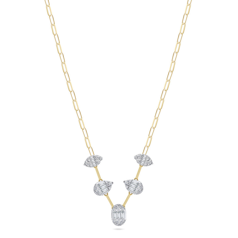An 18K yellow gold diamond necklace with a V-shaped pendant - Siran By IRAM