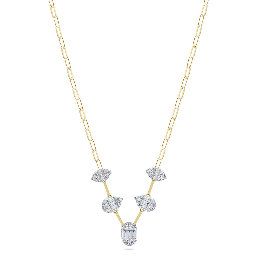 An 18K yellow gold diamond necklace with a V-shaped pendant - Siran By IRAM