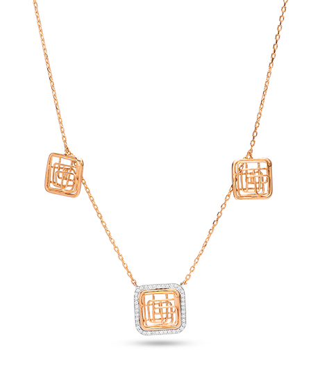 Tirette Diamond with 2 Gold dazzling Tirettes Necklace in Yellow 18 K Gold - S-X19P