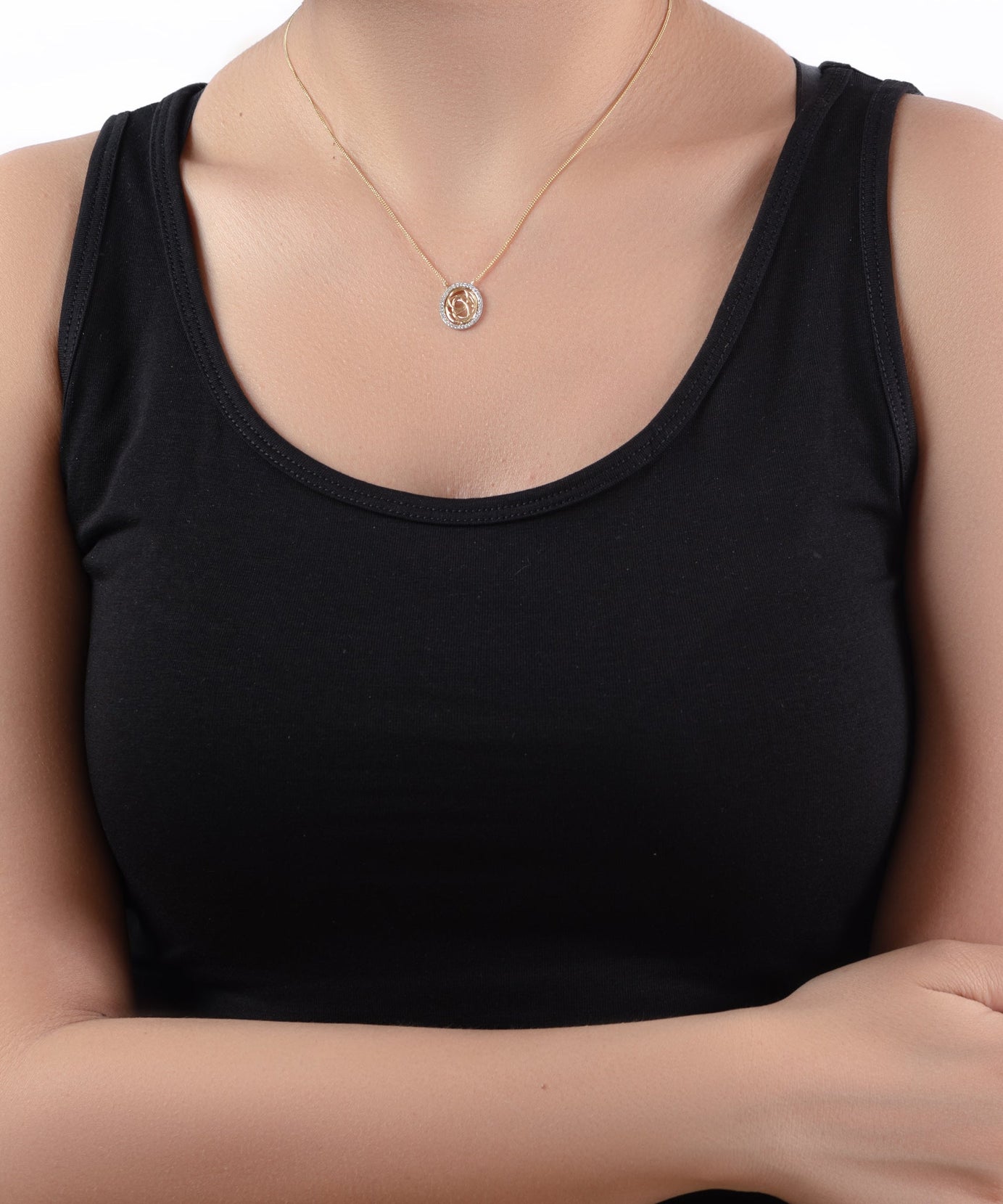 Tirette dangling diamond necklase in 18K Yellow gold - S-X22P