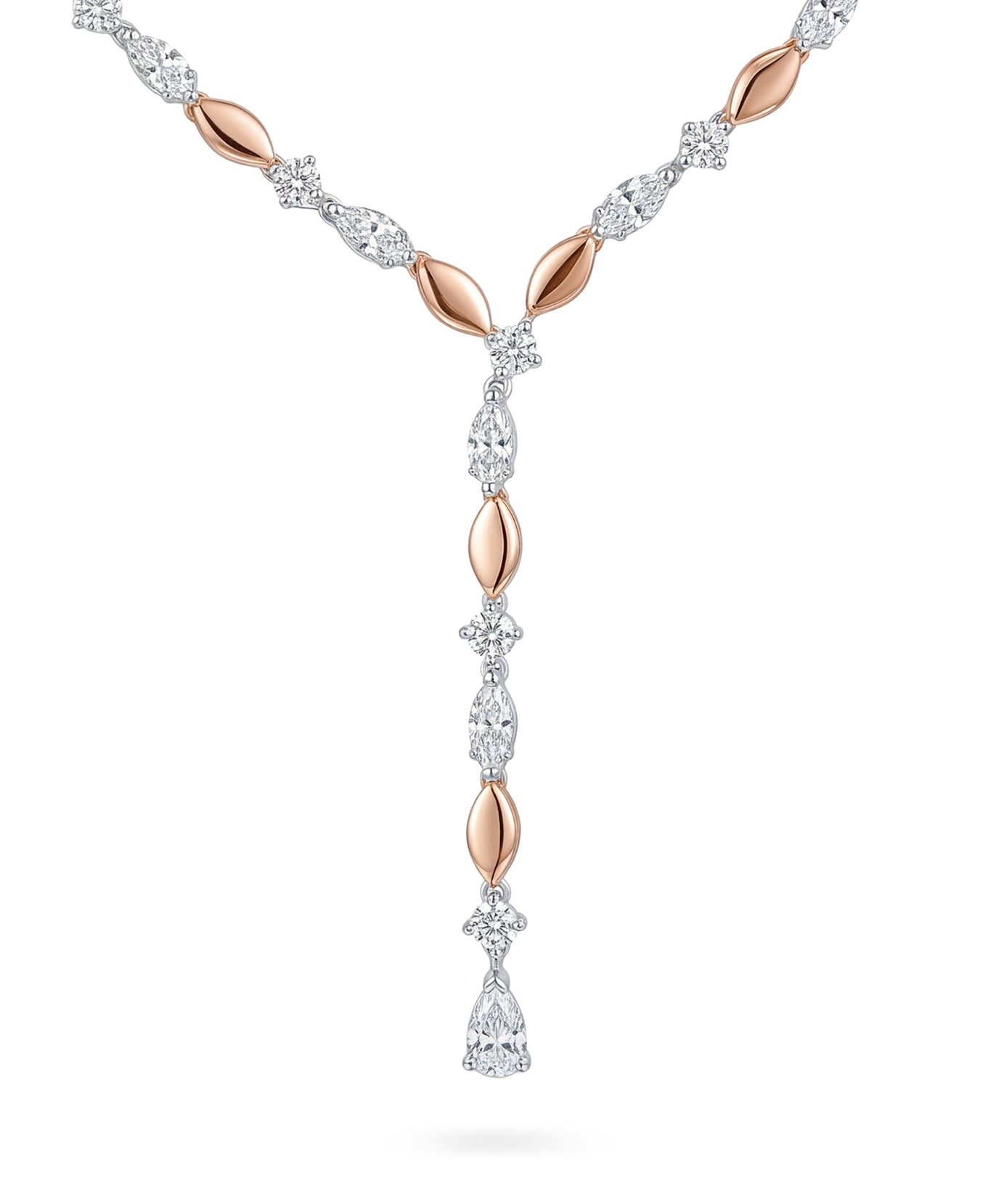 18k Rose Gold Grace Minimalist Y-Necklace with Diamonds - S-X262N