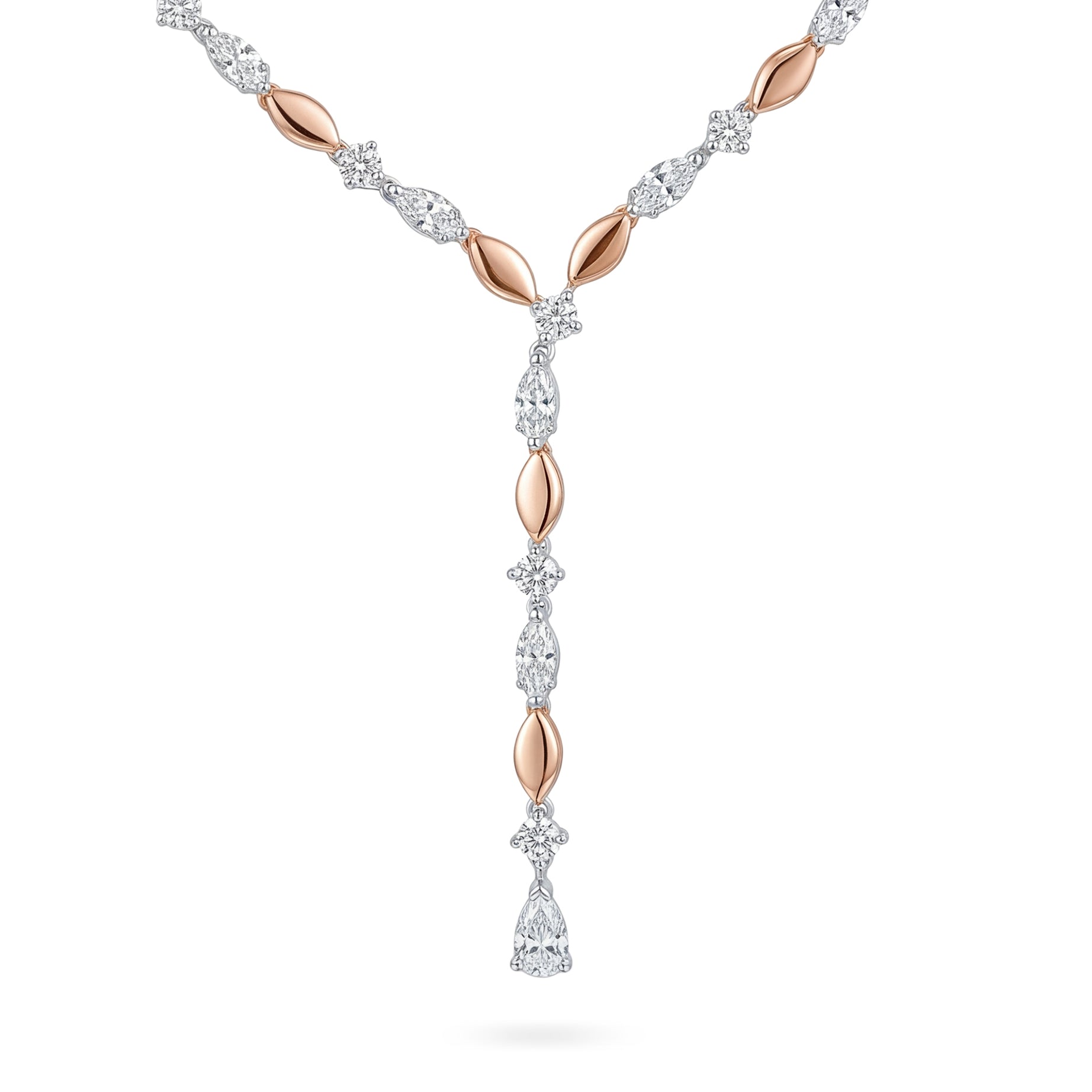 18k Rose Gold Grace Minimalist Y-Necklace with Diamonds - S-X262N