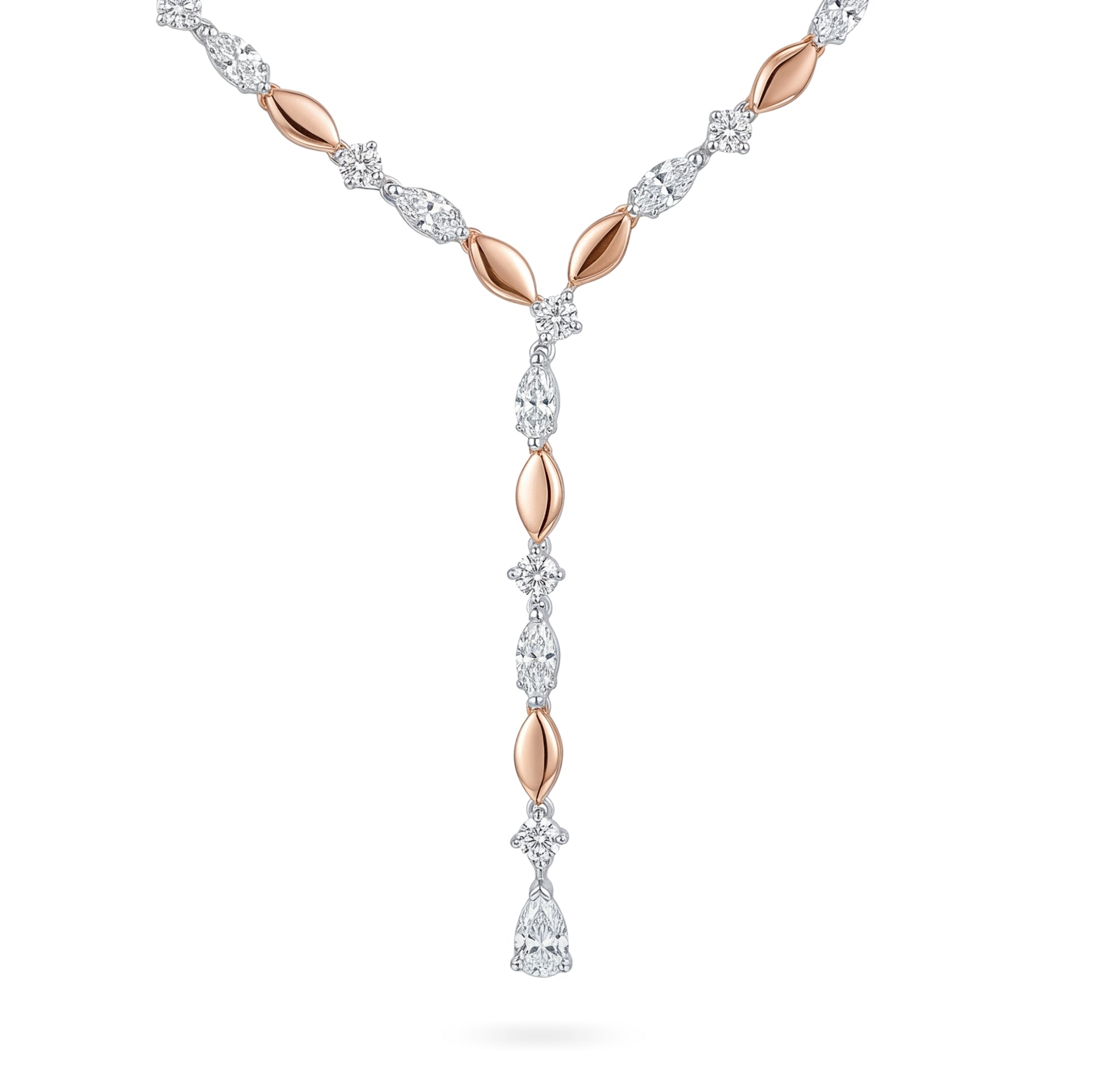 18k Rose Gold Grace Minimalist Y-Necklace with Diamonds - S-X262N