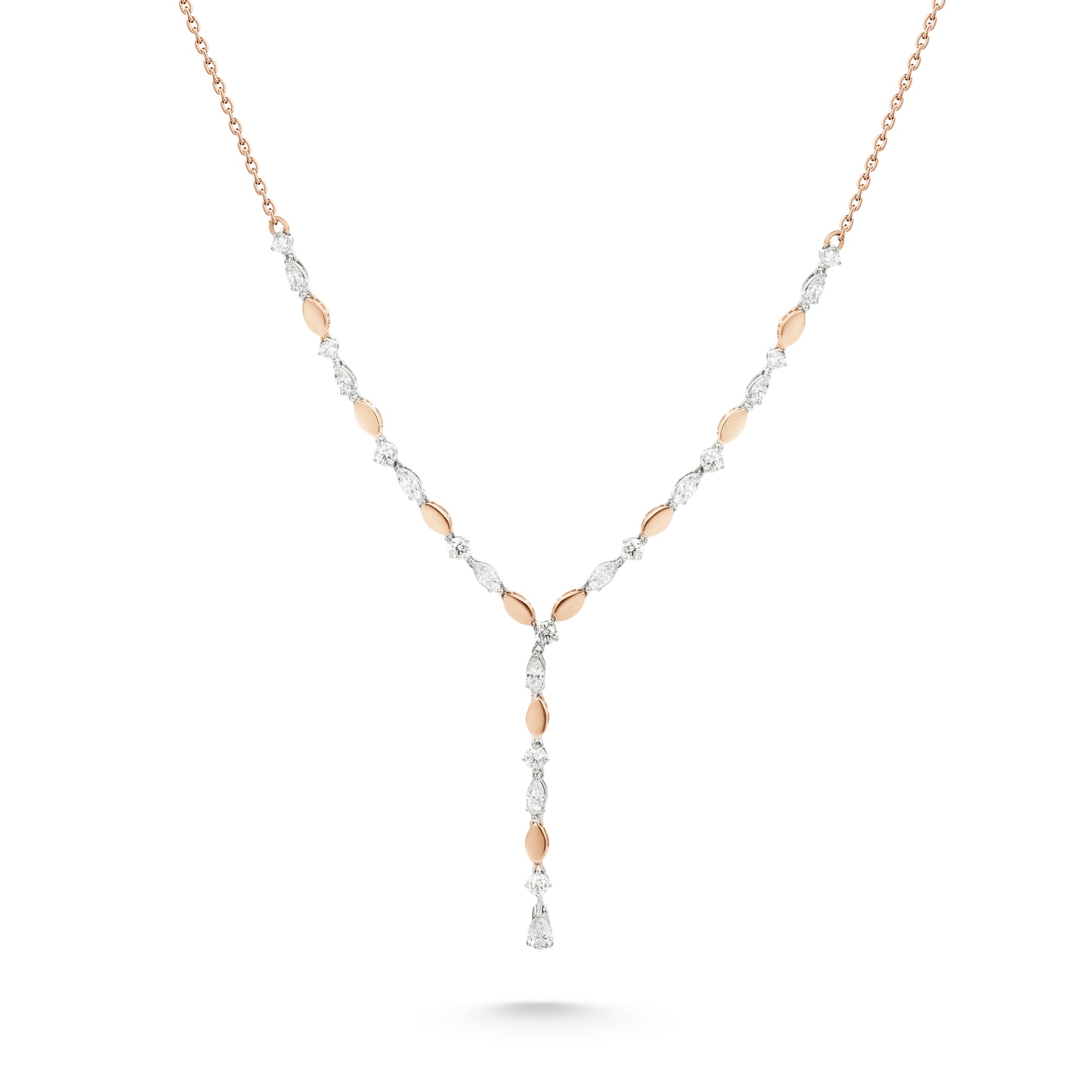 18k Rose Gold Grace Minimalist Y-Necklace with Diamonds - S-X262N