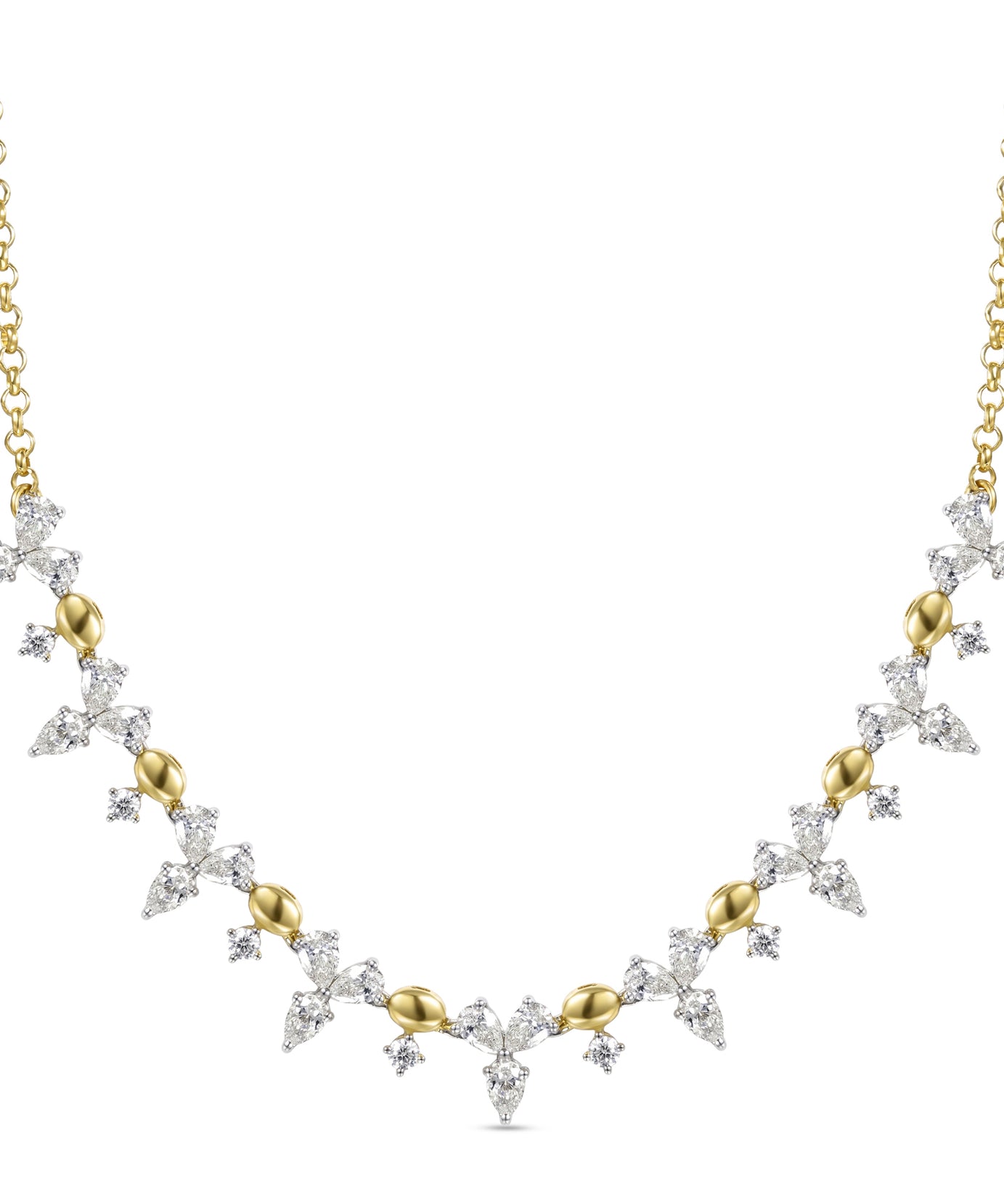 18k Yellow Gold Grace Necklace with Marquise Diamonds - S-X264N