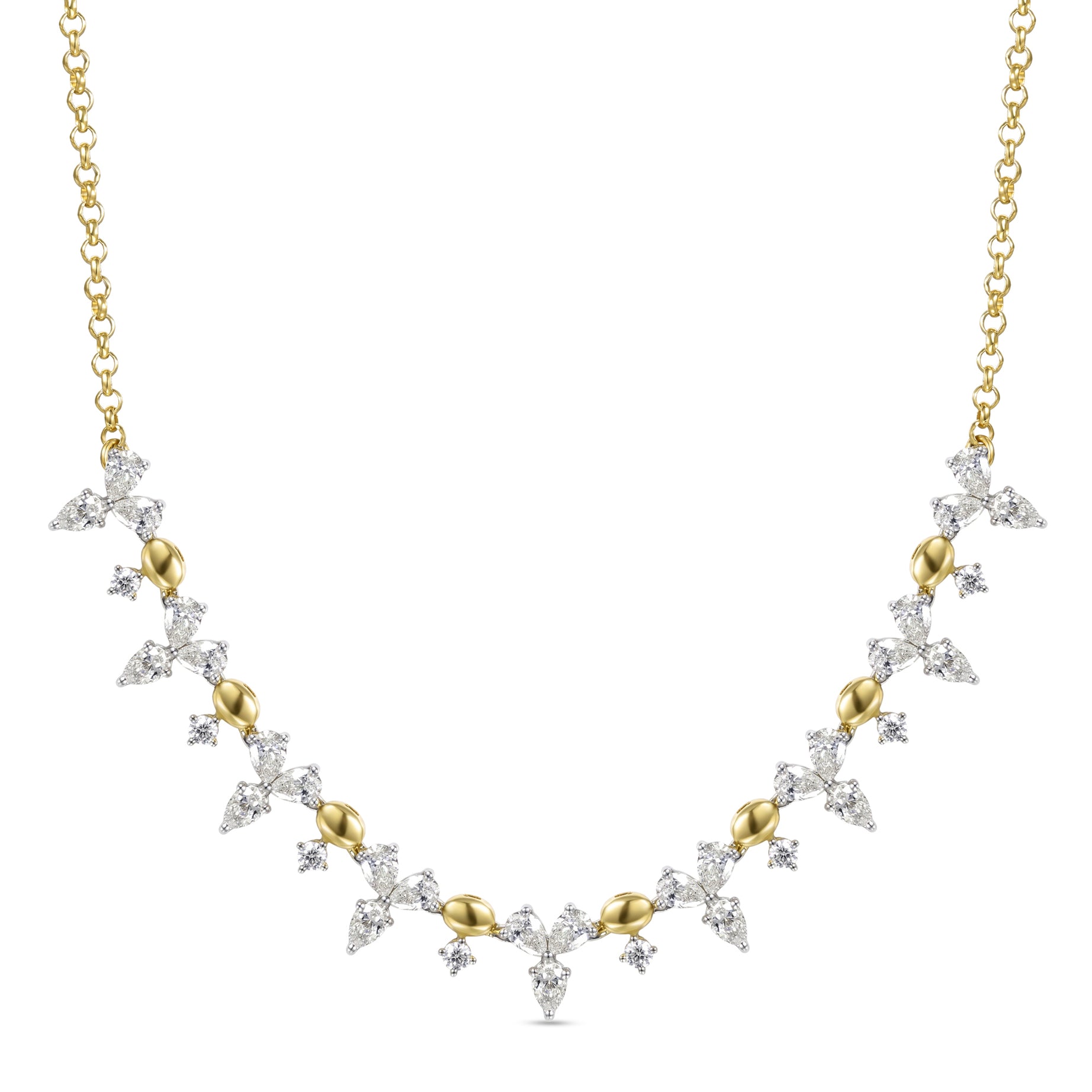 18k Yellow Gold Grace Necklace with Marquise Diamonds - S-X264N