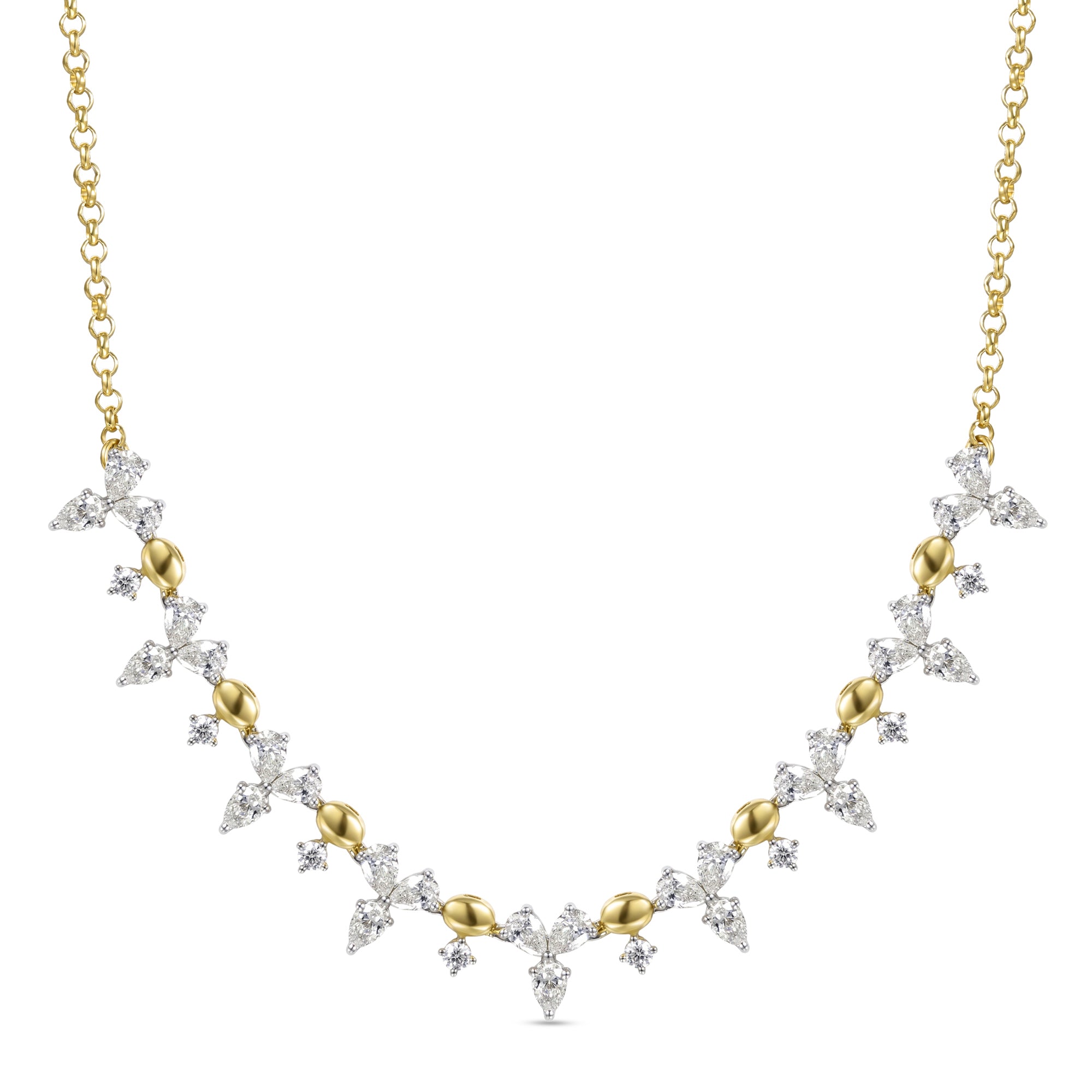 18k Yellow Gold Grace Necklace with Marquise Diamonds - S-X264N