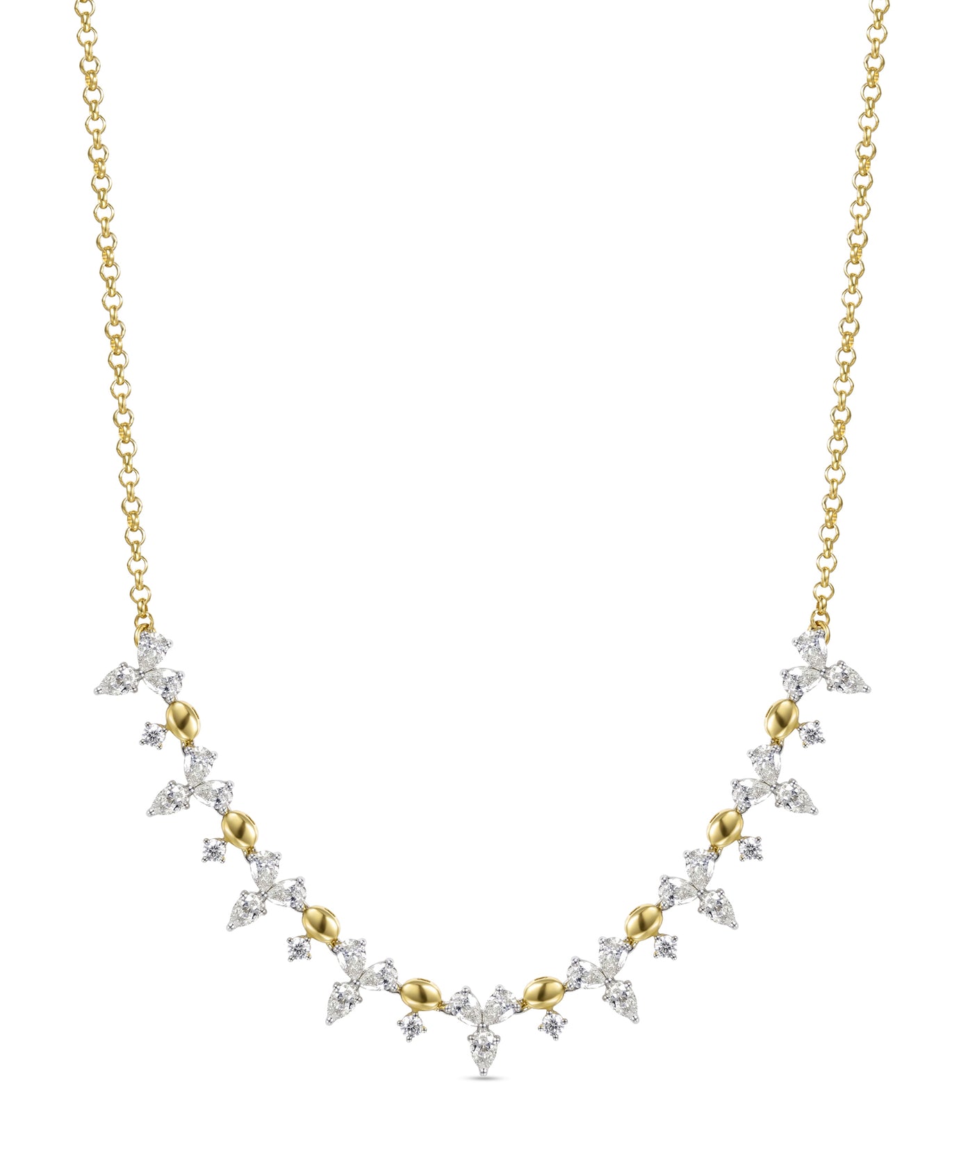 18k Yellow Gold Grace Necklace with Marquise Diamonds - S-X264N