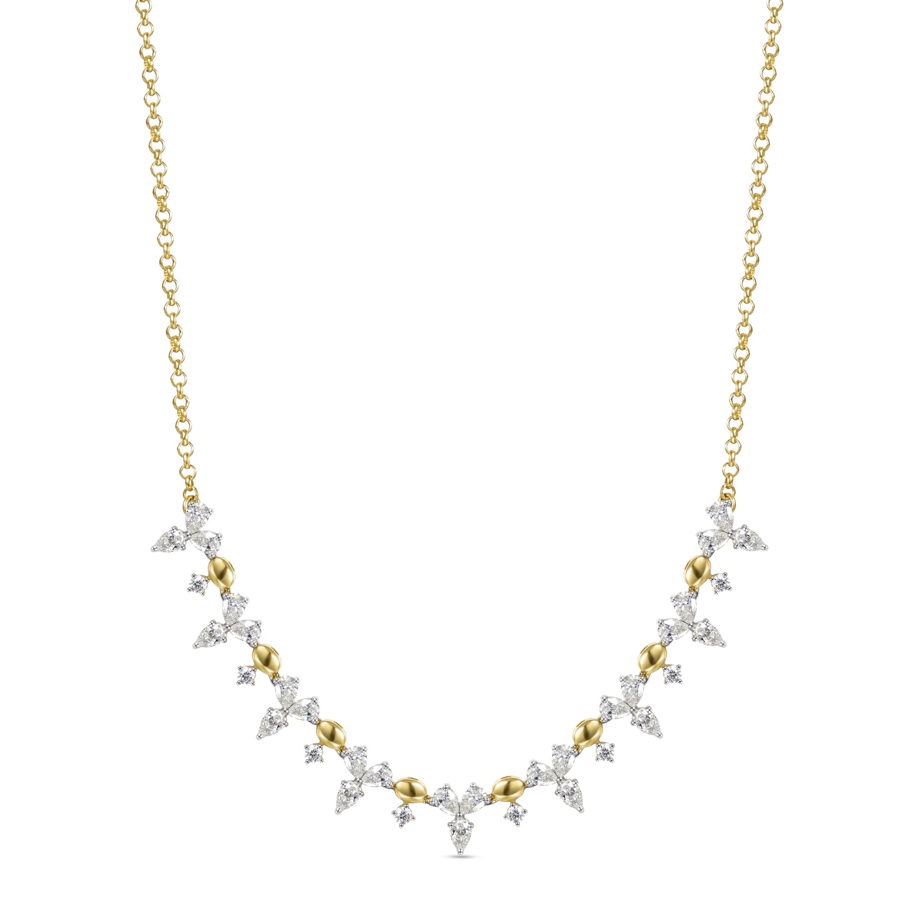 18k Yellow Gold Grace Necklace with Marquise Diamonds - S-X264N
