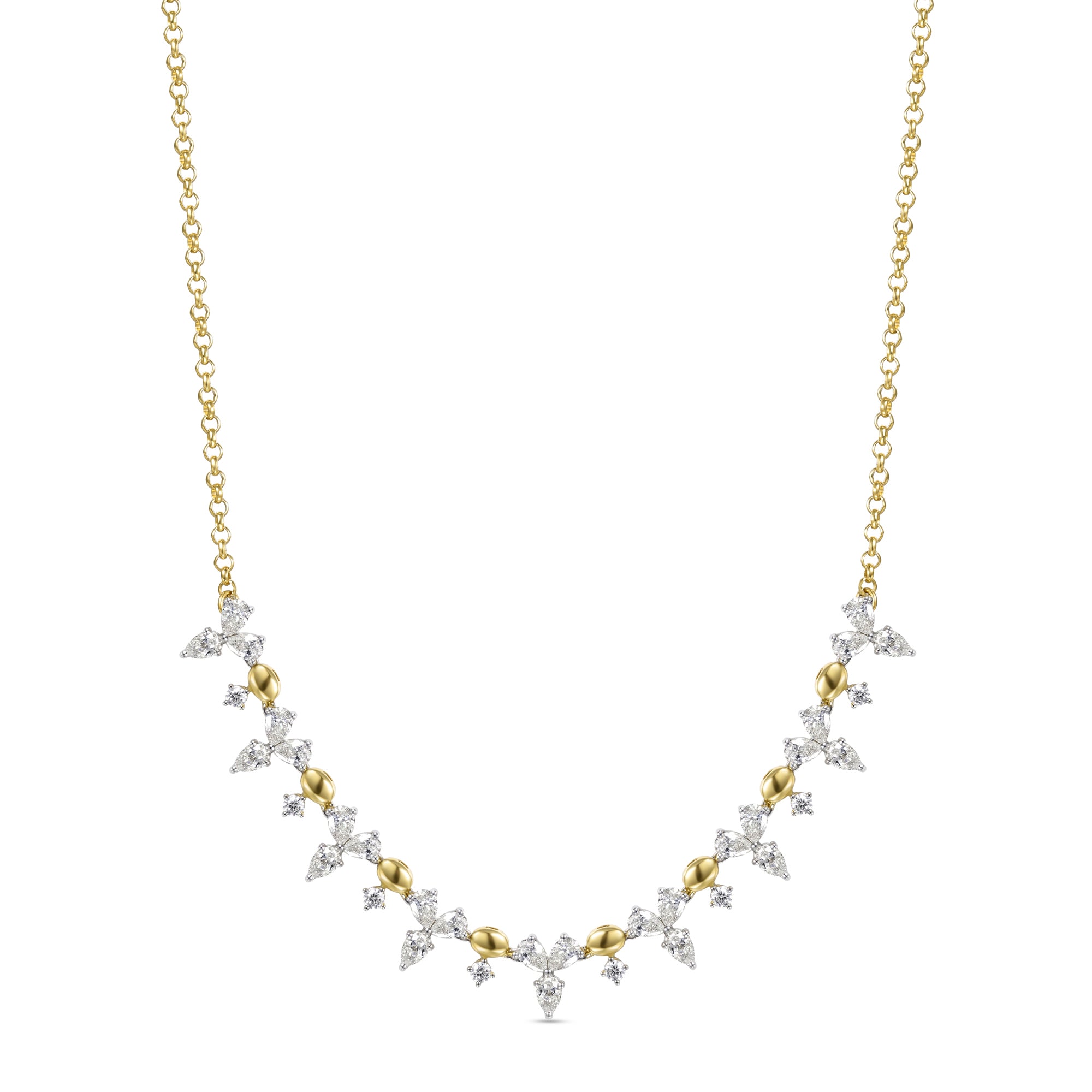 18k Yellow Gold Grace Necklace with Marquise Diamonds - S-X264N