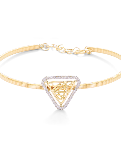 Diamond Triangular Tirette Bangle Bracelet in Yellow 18K Gold - S-X26B