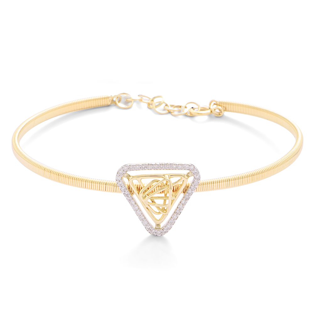 Diamond Triangular Tirette Bangle Bracelet in Yellow 18K Gold - S-X26B