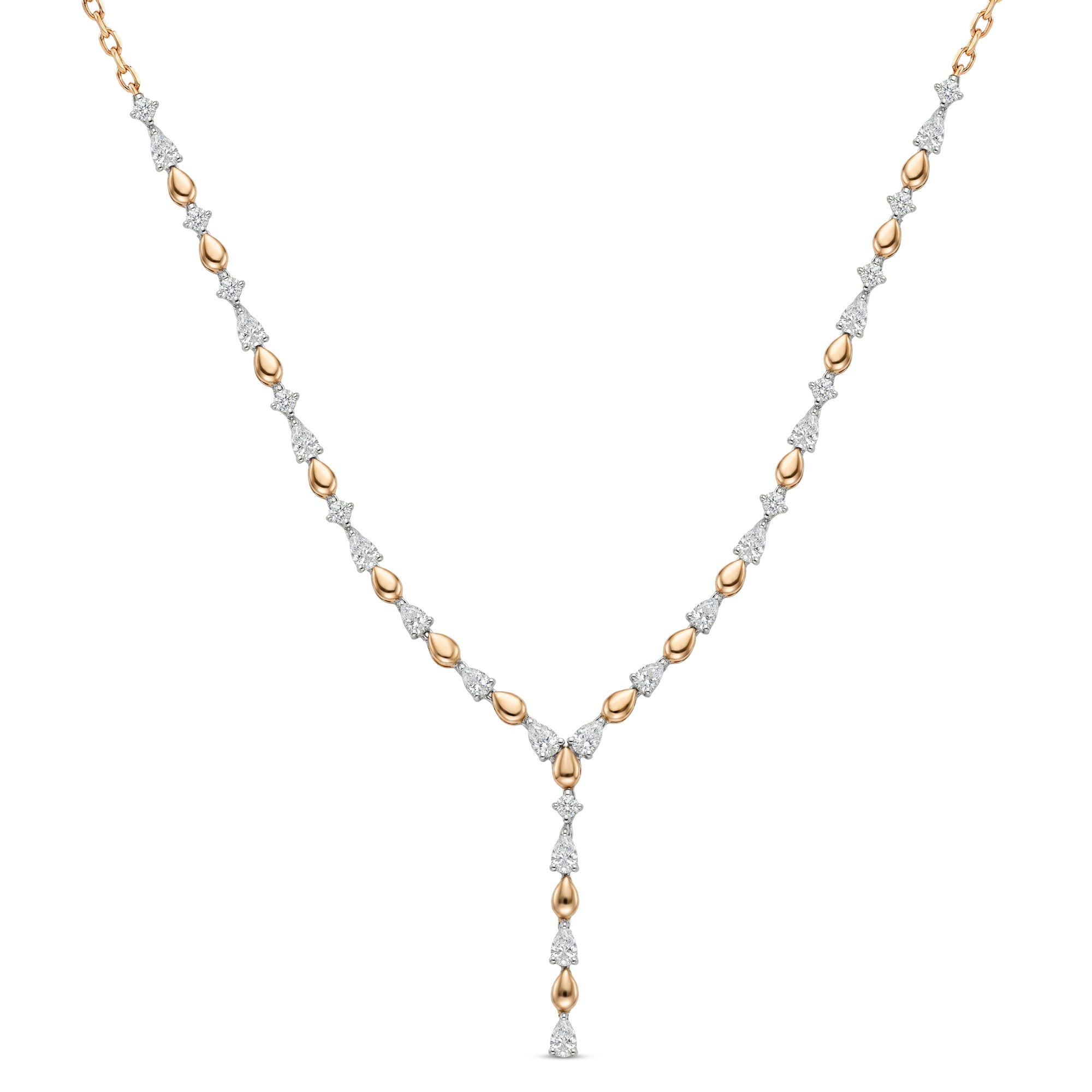18k Rose Gold Grace Y-Necklace with Diamonds - S-X307N