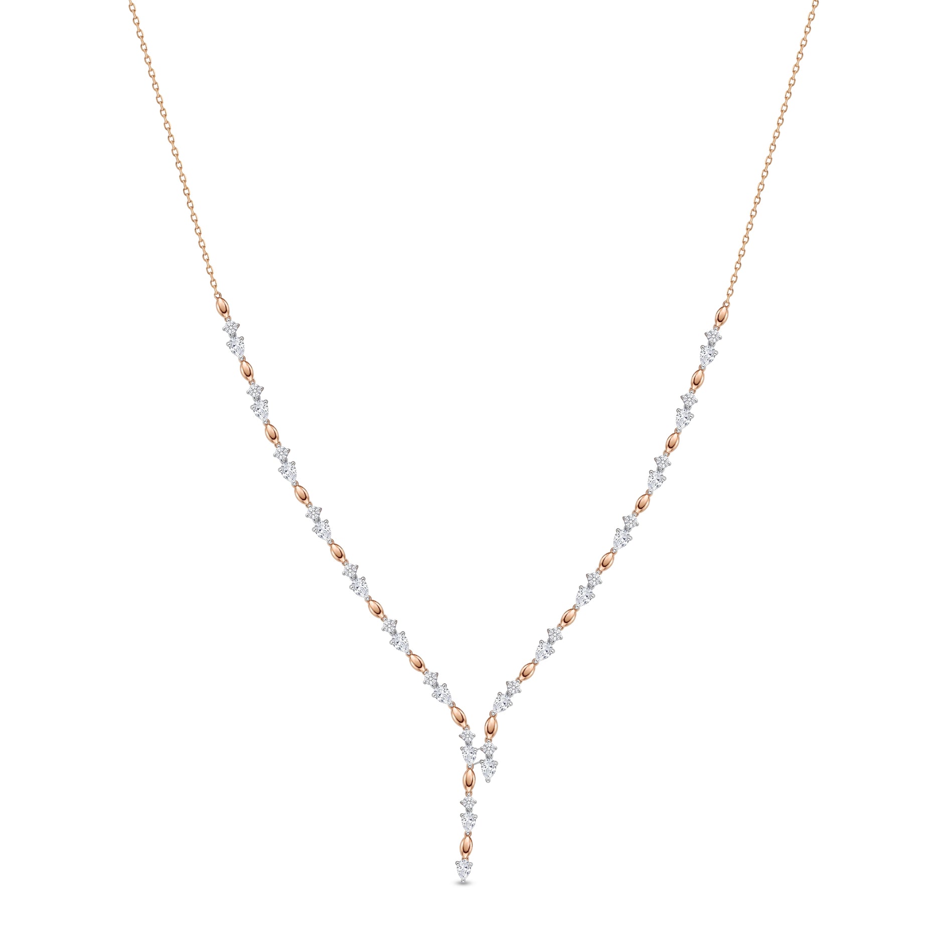 18k Rose Gold Grace Asymmetrical Y-Necklace - S-X313N