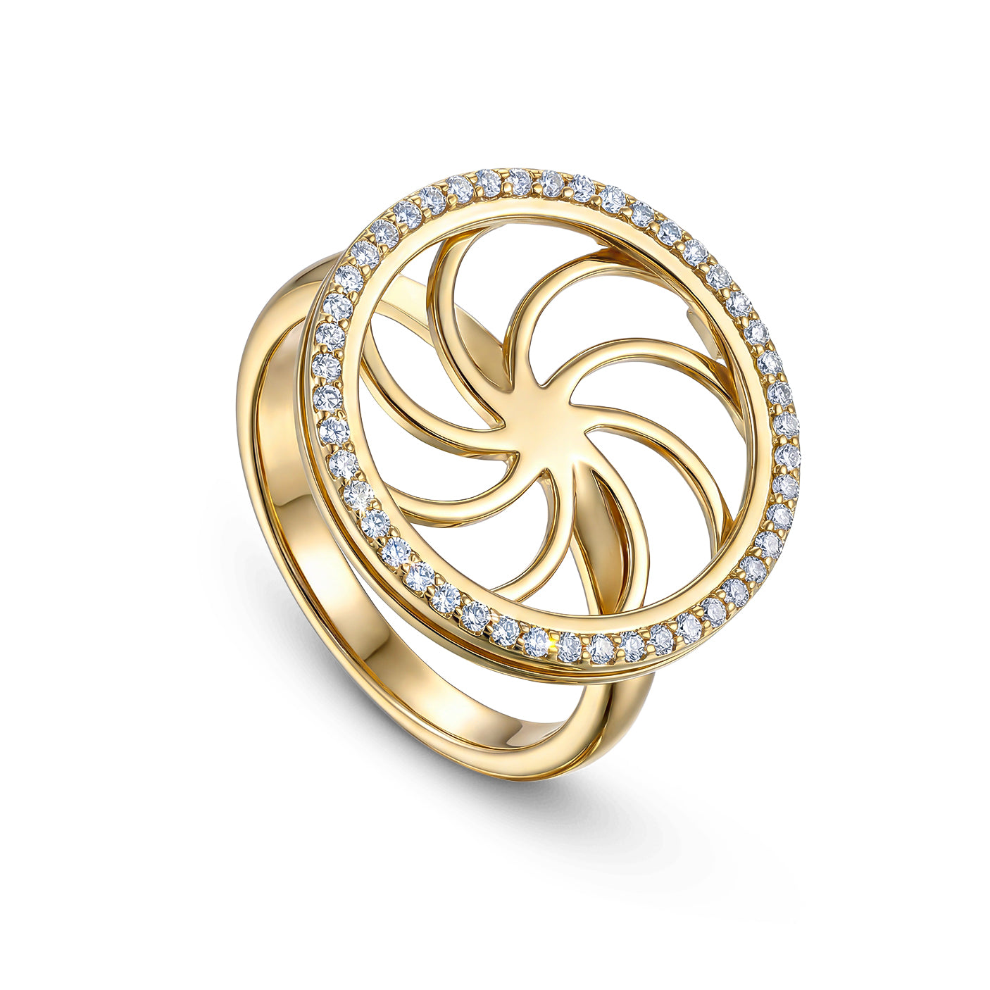 18K Yellow Gold Quarter Coin Frame Ring with Diamonds - SIR1023C