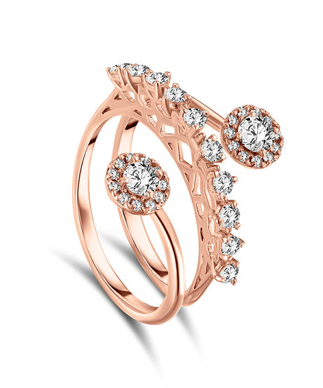 18K Rose Gold Diamond Ring - SIR1076