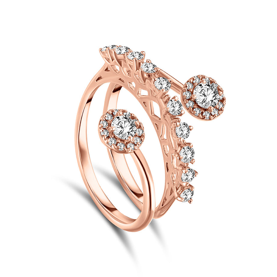 18K Rose Gold Diamond Ring - SIR1076