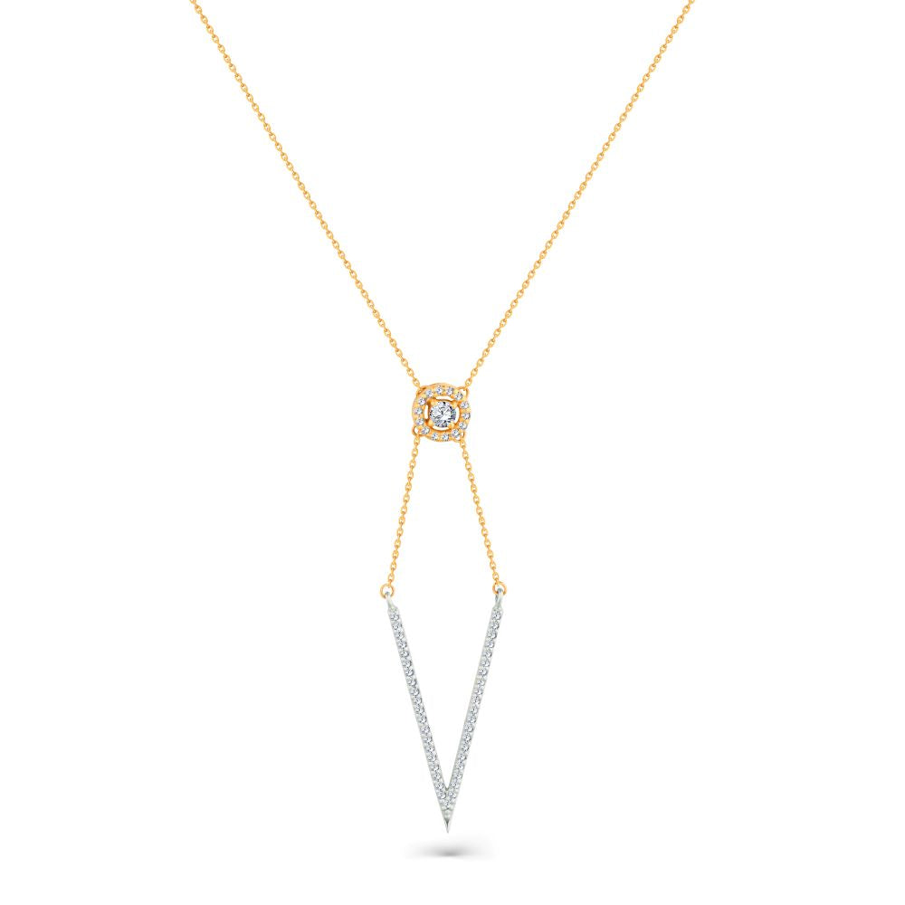 Adjustable Length with Dangling Golden Arrow Diamond Necklace in 18K Rose gold  - SIR1087