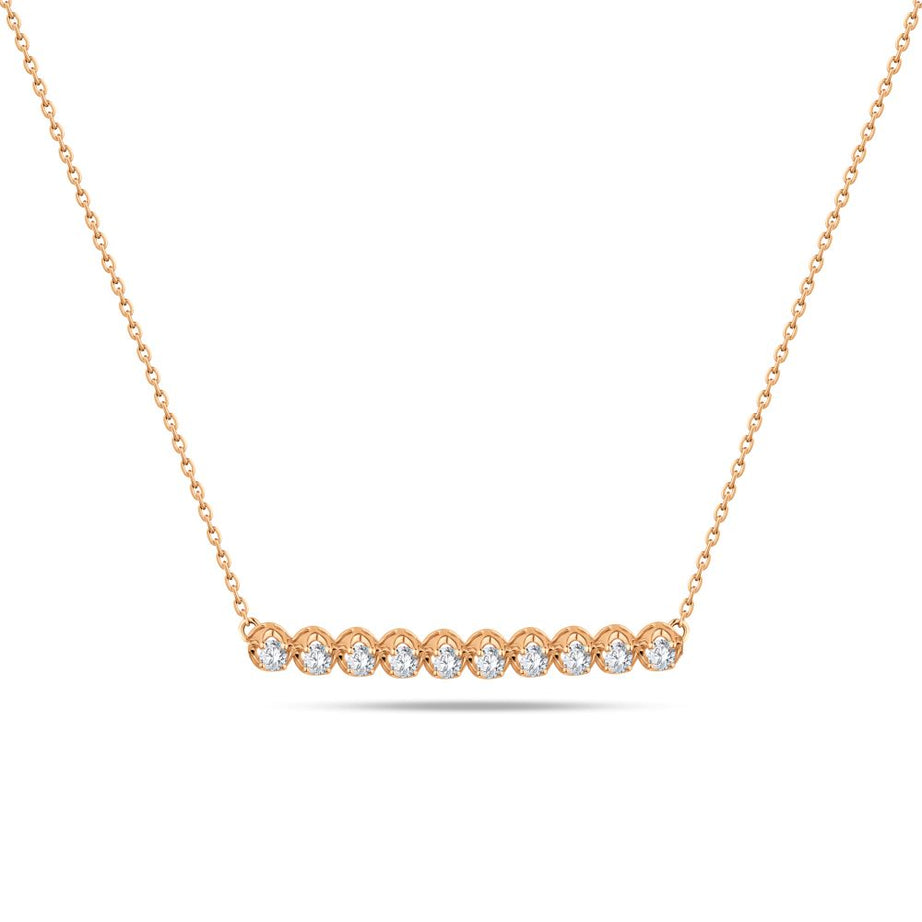 Quarter Tennis Necklace in Rose gold - SIR1128P