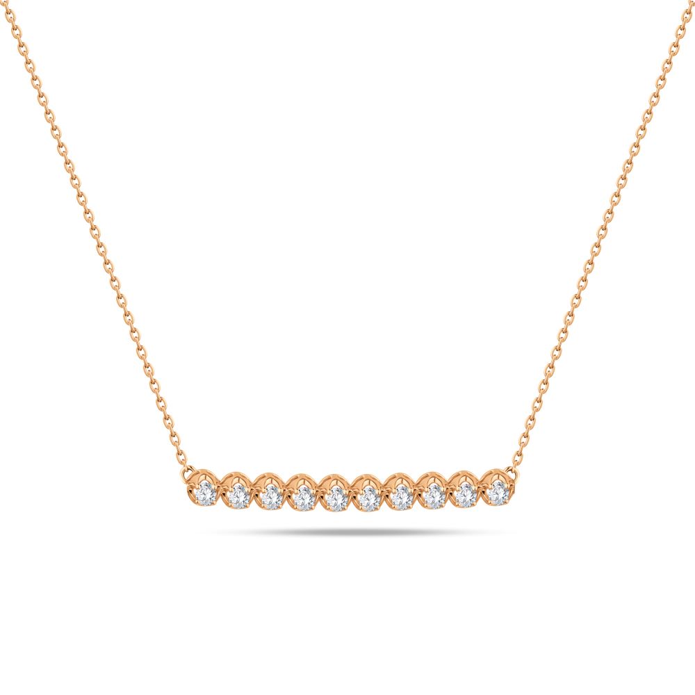 Quarter Tennis Necklace in Rose gold - SIR1128P