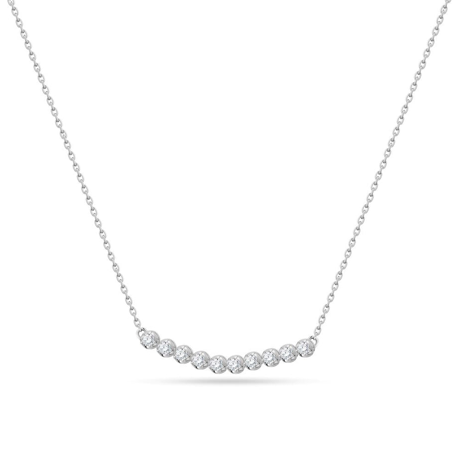 Quarter Tennis Necklace in 18K White Gold - SIR1128P