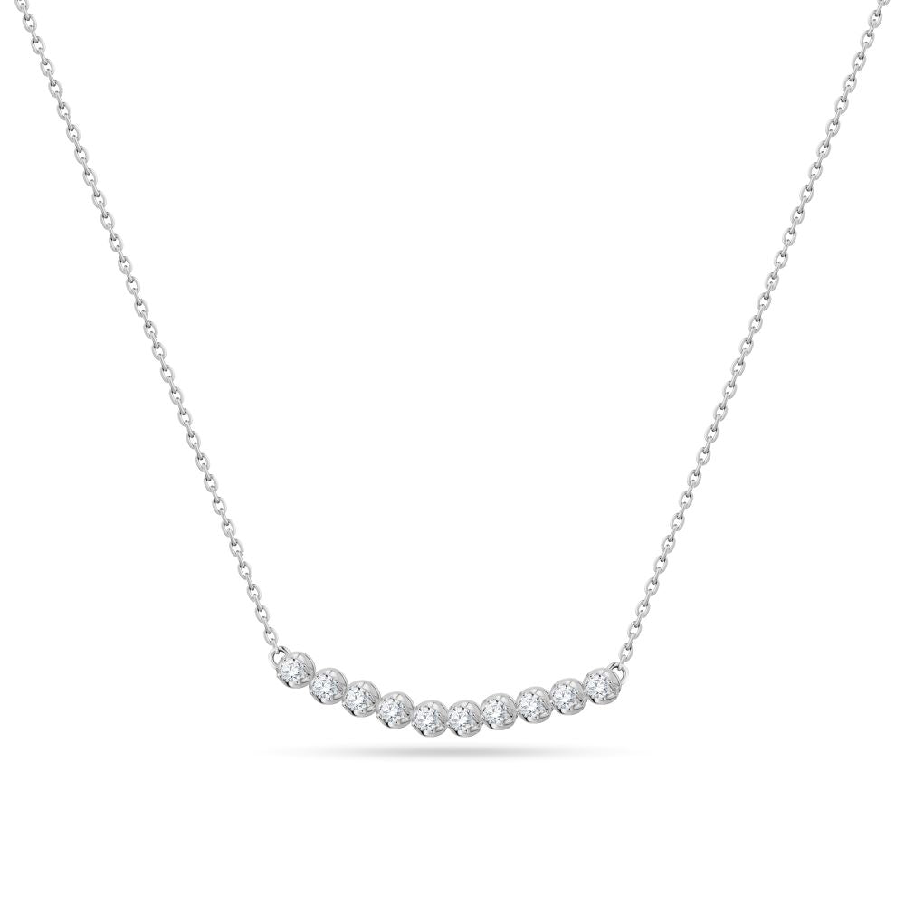 Quarter Tennis Necklace in 18K White Gold - SIR1128P