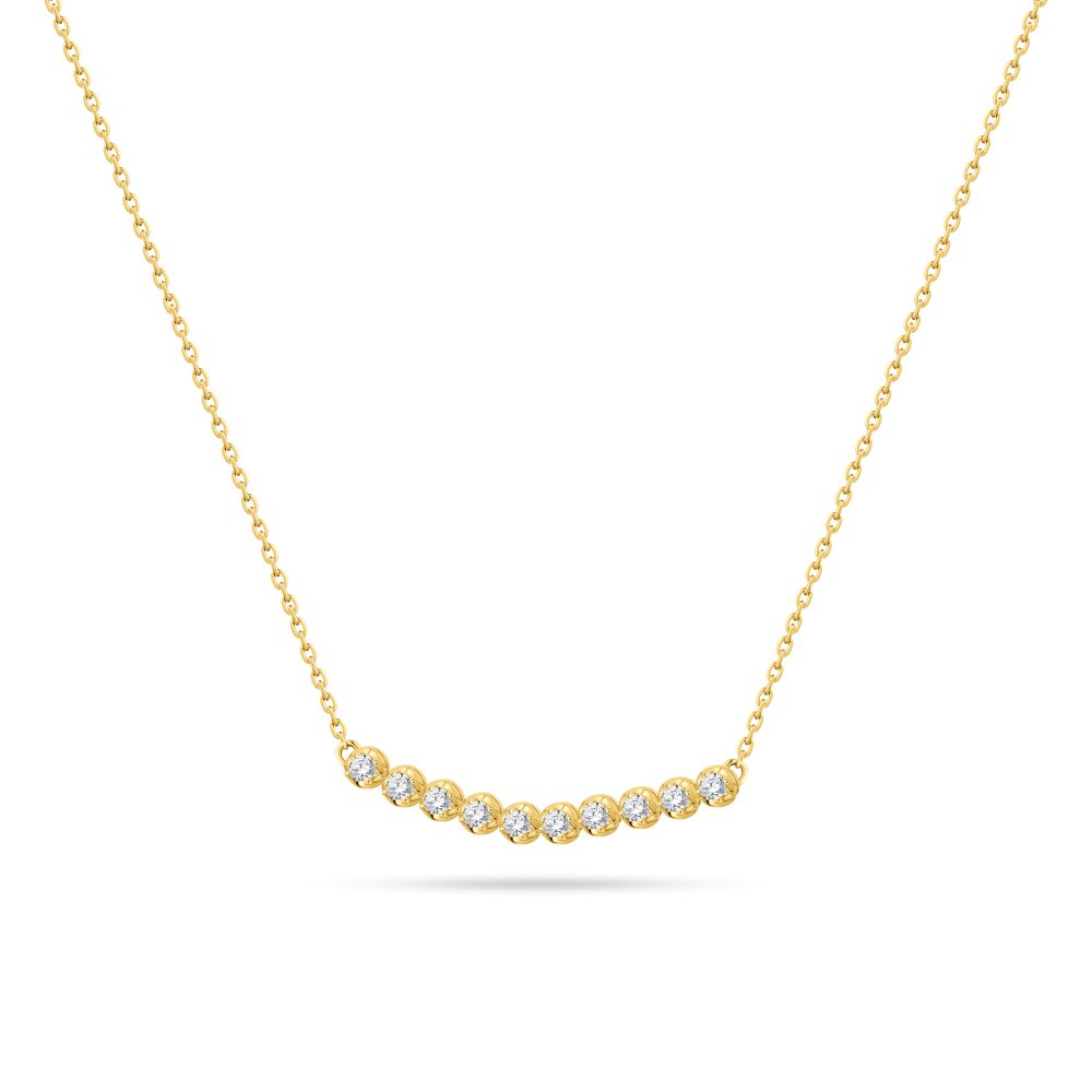 Beautiful Quarter Tennis Necklace in Yellow gold - SIR1128P