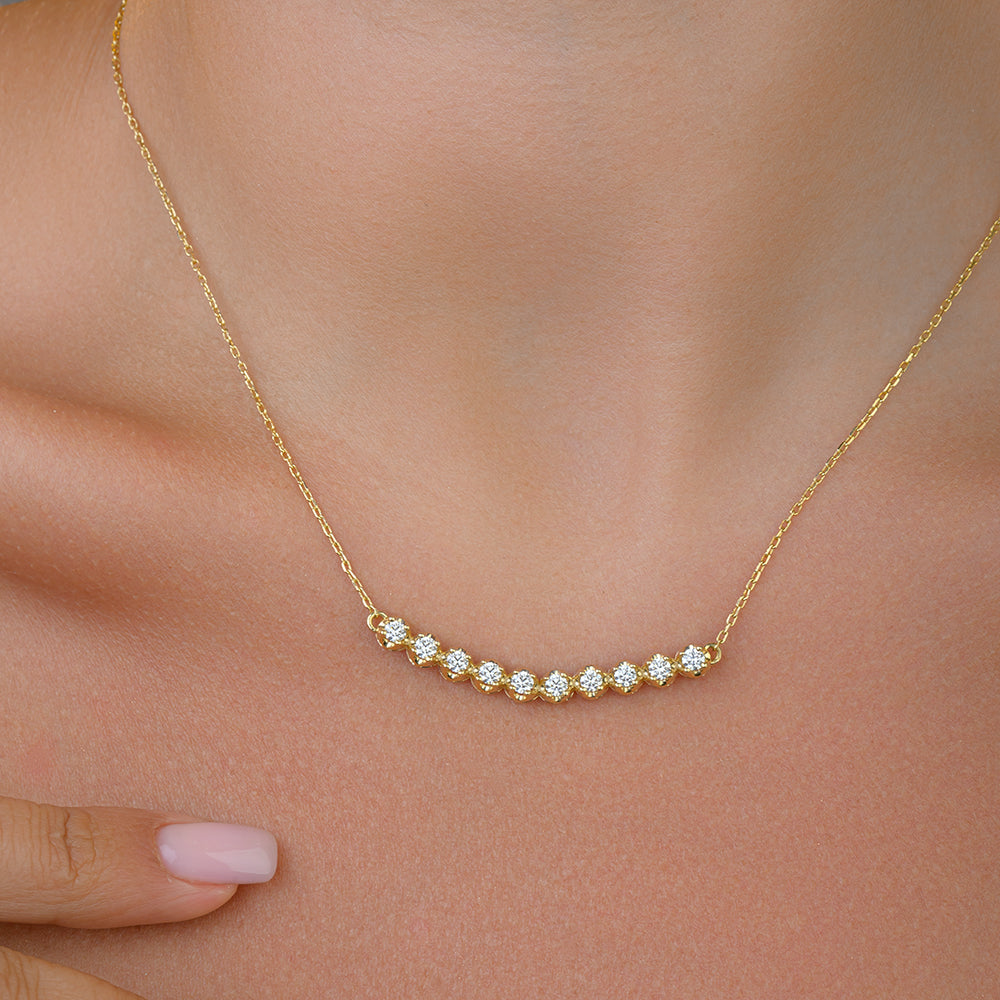 قلادة ربع تنس جميلة من الذهب الأصفرقراط 18- SIR1128P