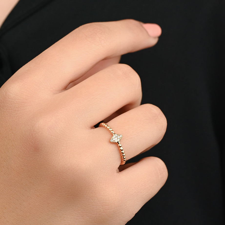 Special offer Diamond eye shape 18k Yellow gold ring - SIR1188
