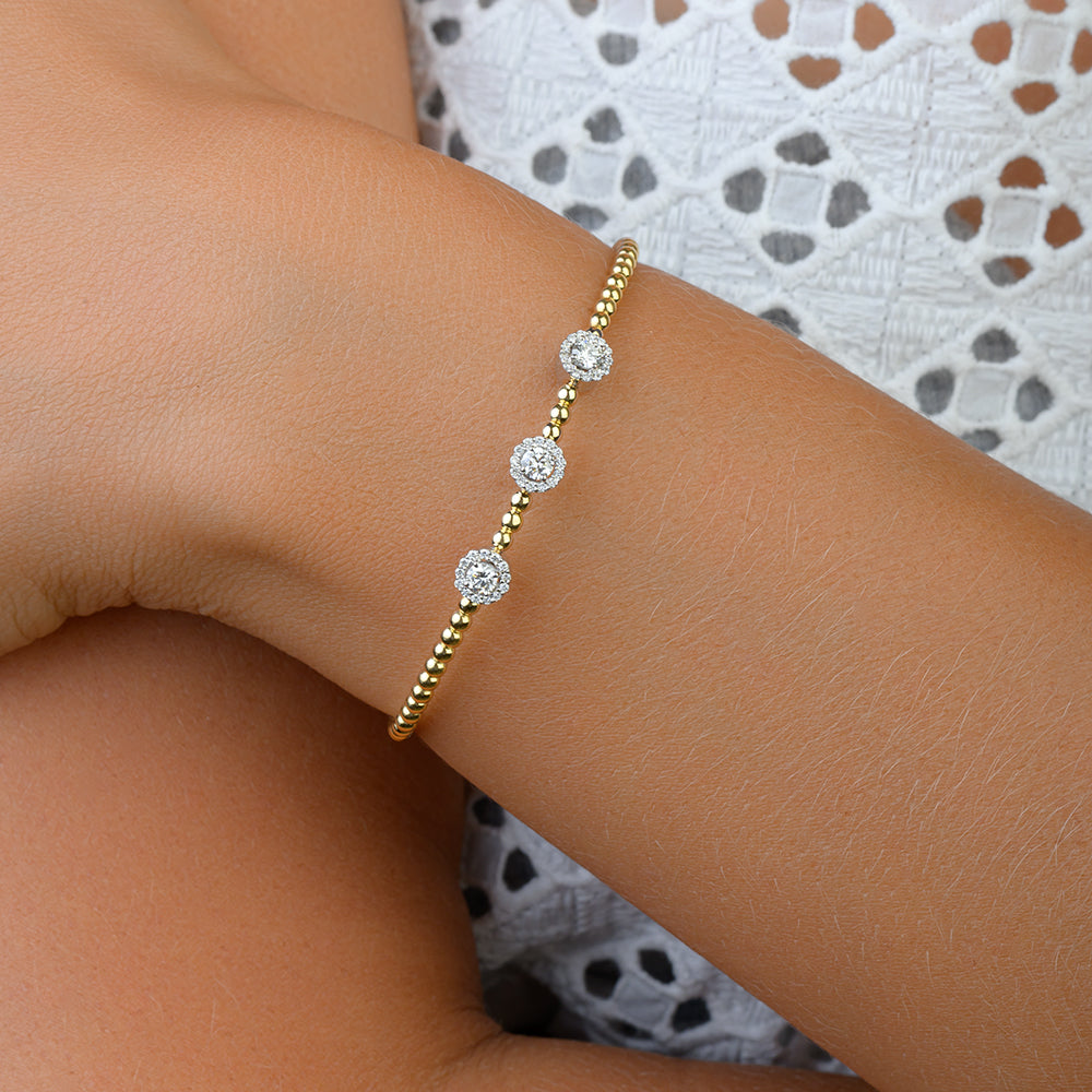 Triple Unit Beautiful Bangle in Yellow gold - SIR1223