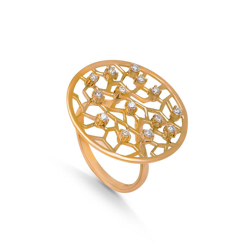 Geometrical Diamond Ring in 18k Yellow Gold - SIR1454Y