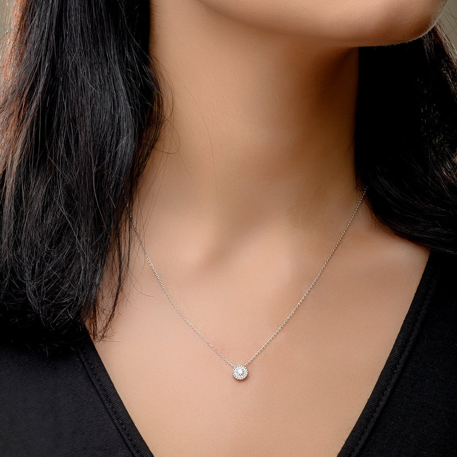 Classic beautiful Diamond Necklace fits you in 18K White Gold - SIR1534