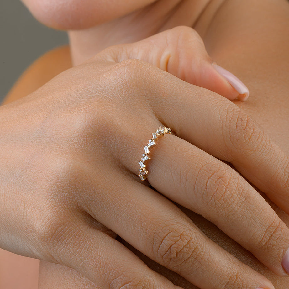 Baguette Multi Diamond Ring in White gold - SIR1550