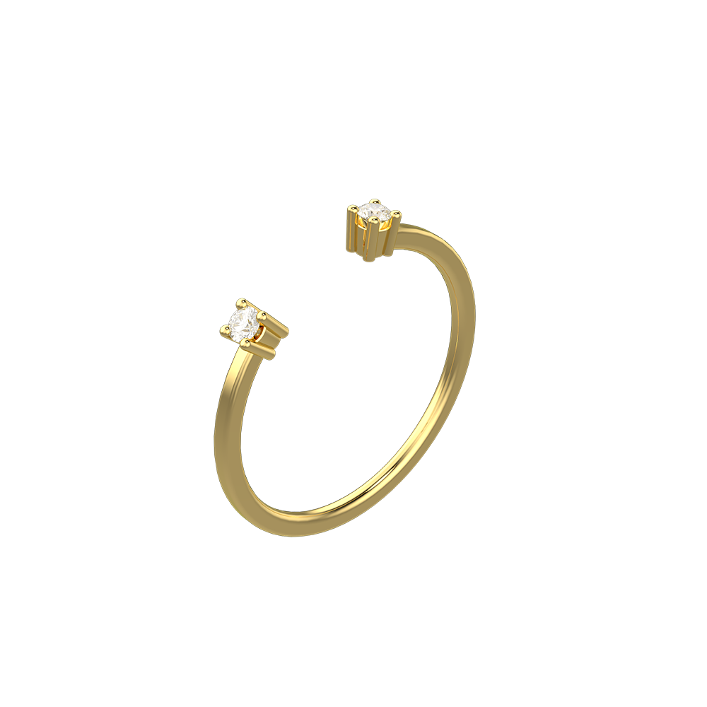 2 diamond beads free size Ring in 18K Yellow Gold - SIR1598