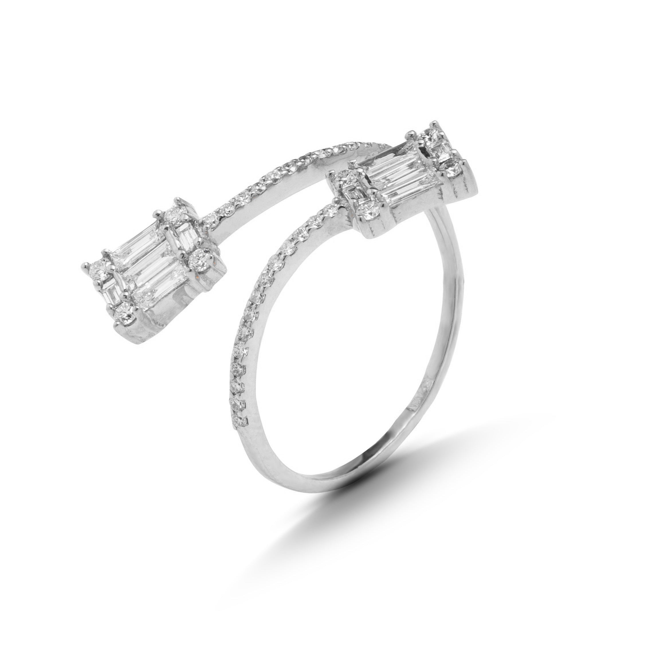 Baguette diamond bypass ring in 18k White gold - SIR1593R