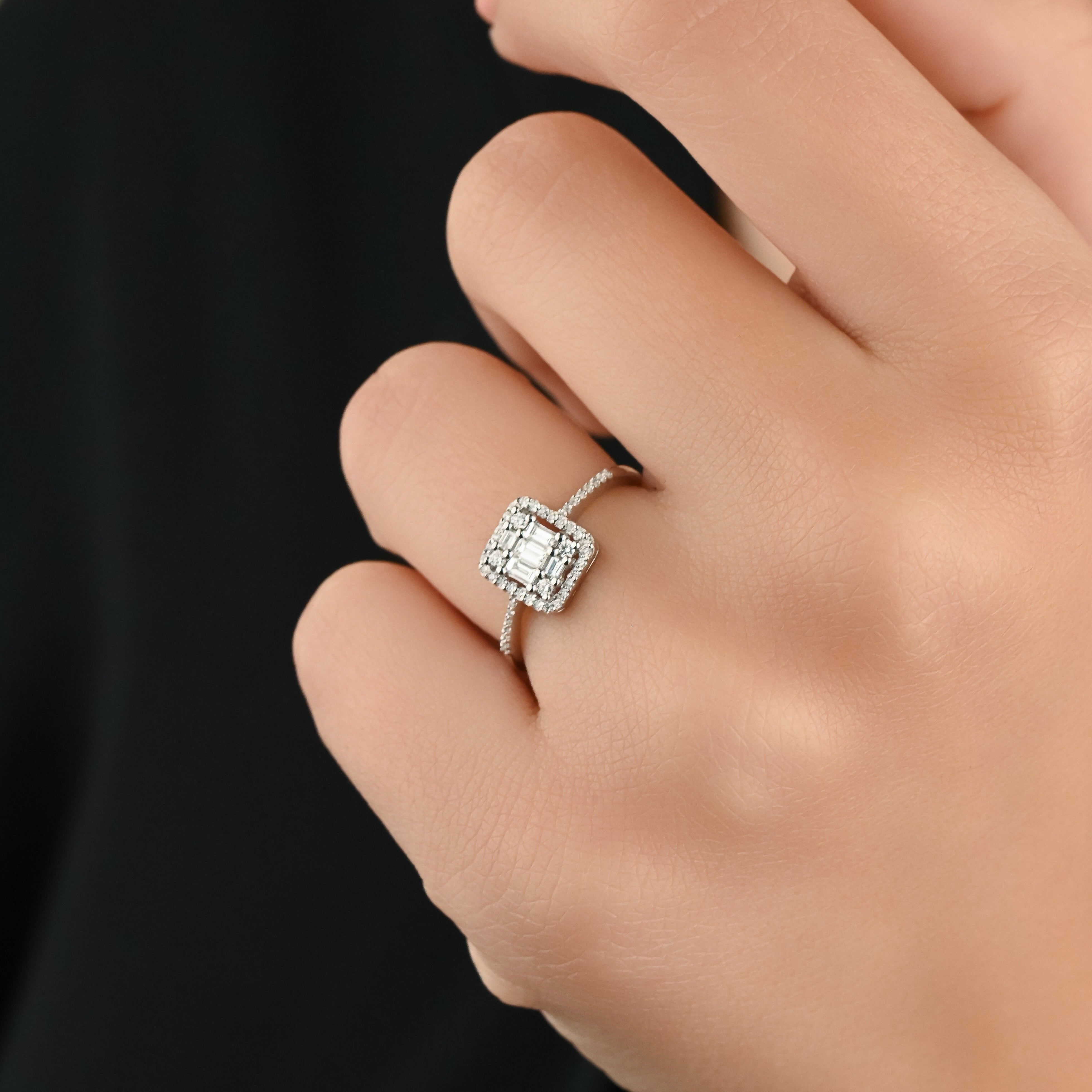 Vintage diamond ring in 18k White Gold - SIR410