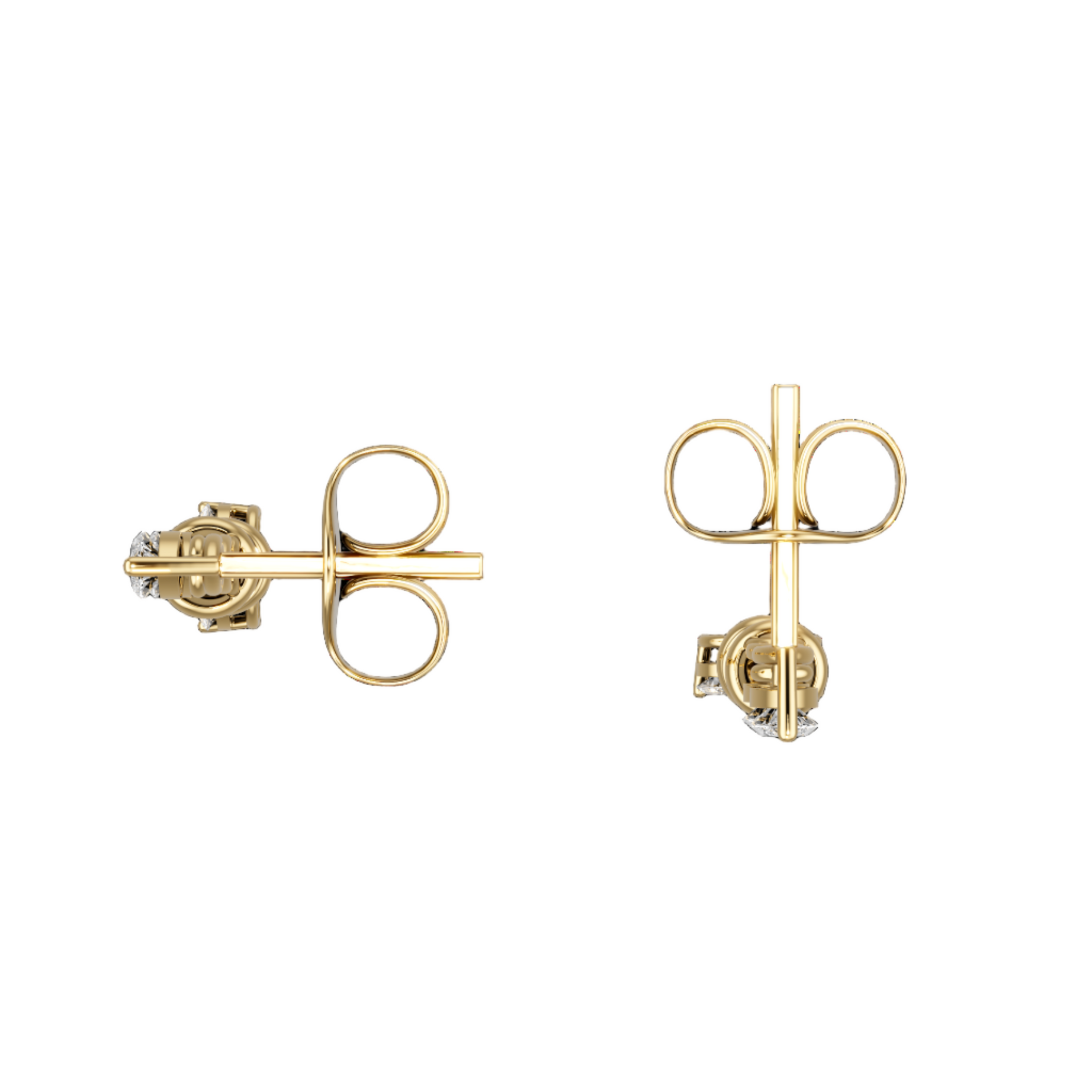 18K Yellow Gold Bamboo Earring with Marquise Diamond Accents - S-E317S