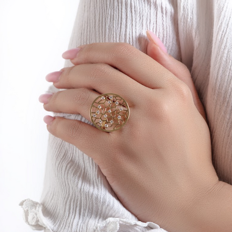 Geometrical Diamond Ring in 18k Yellow Gold - SIR1454Y