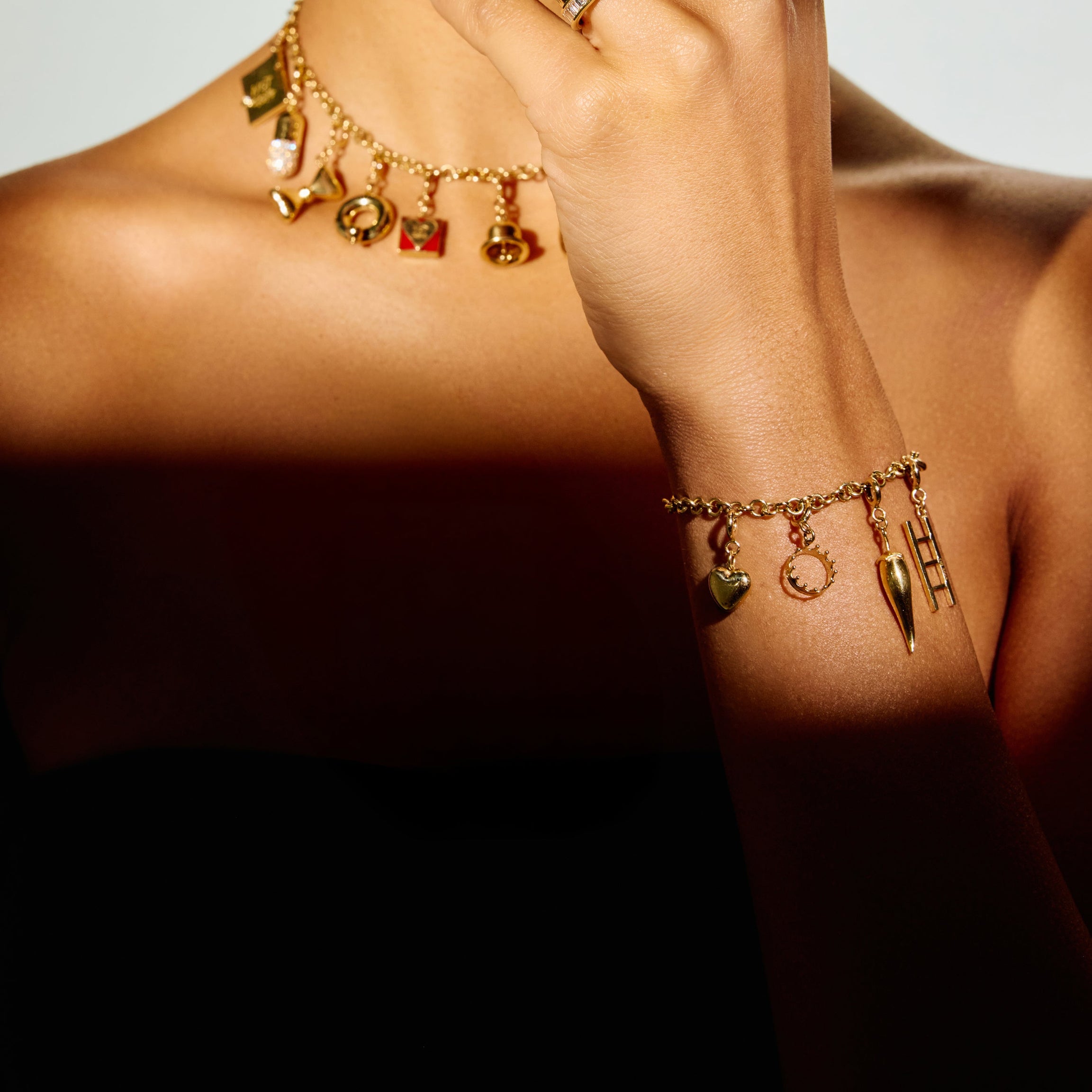 18k Gold Charms Chain Bracelet