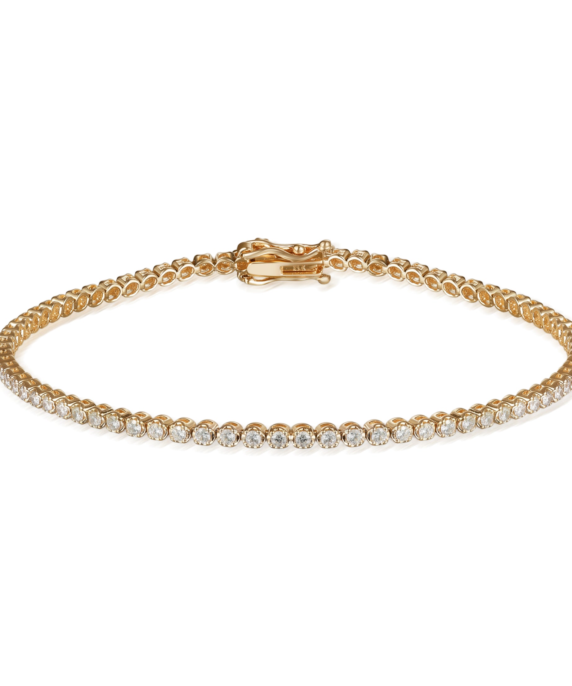 18K Yellow Gold Diamond Tennis Bracelet with Round Stones