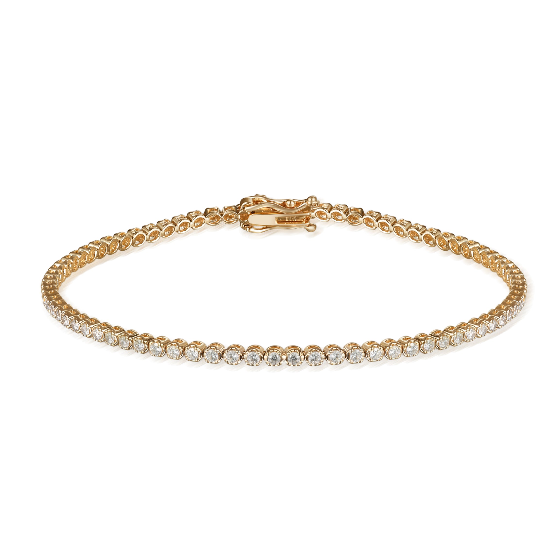 18K Yellow Gold Diamond Tennis Bracelet with Round Stones
