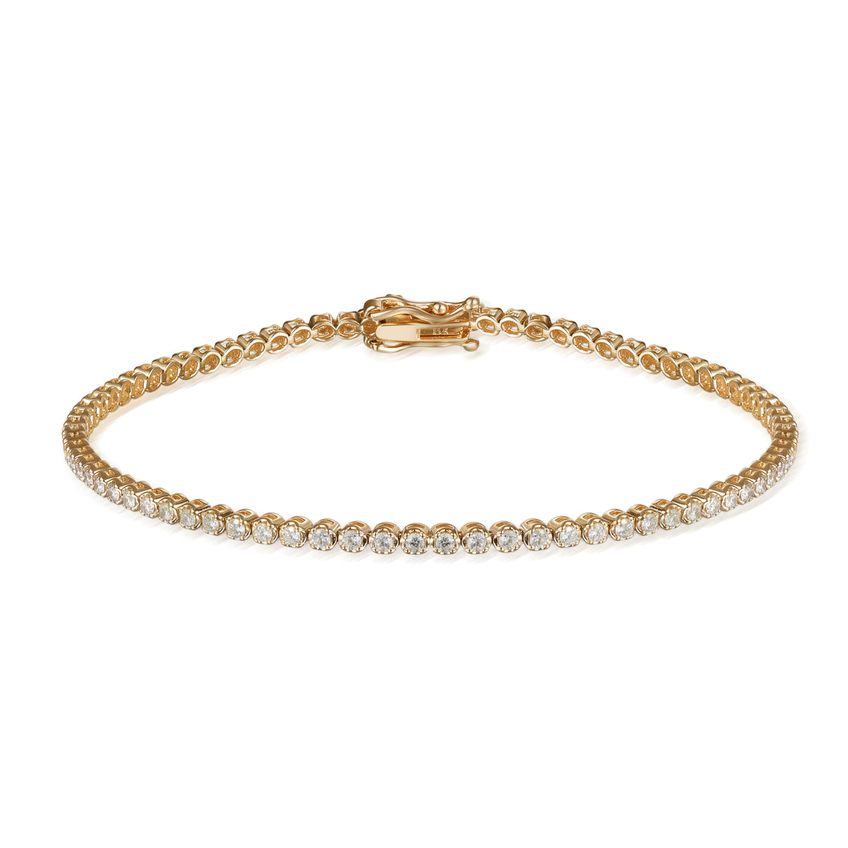 18K Yellow Gold Diamond Tennis Bracelet with Round Stones