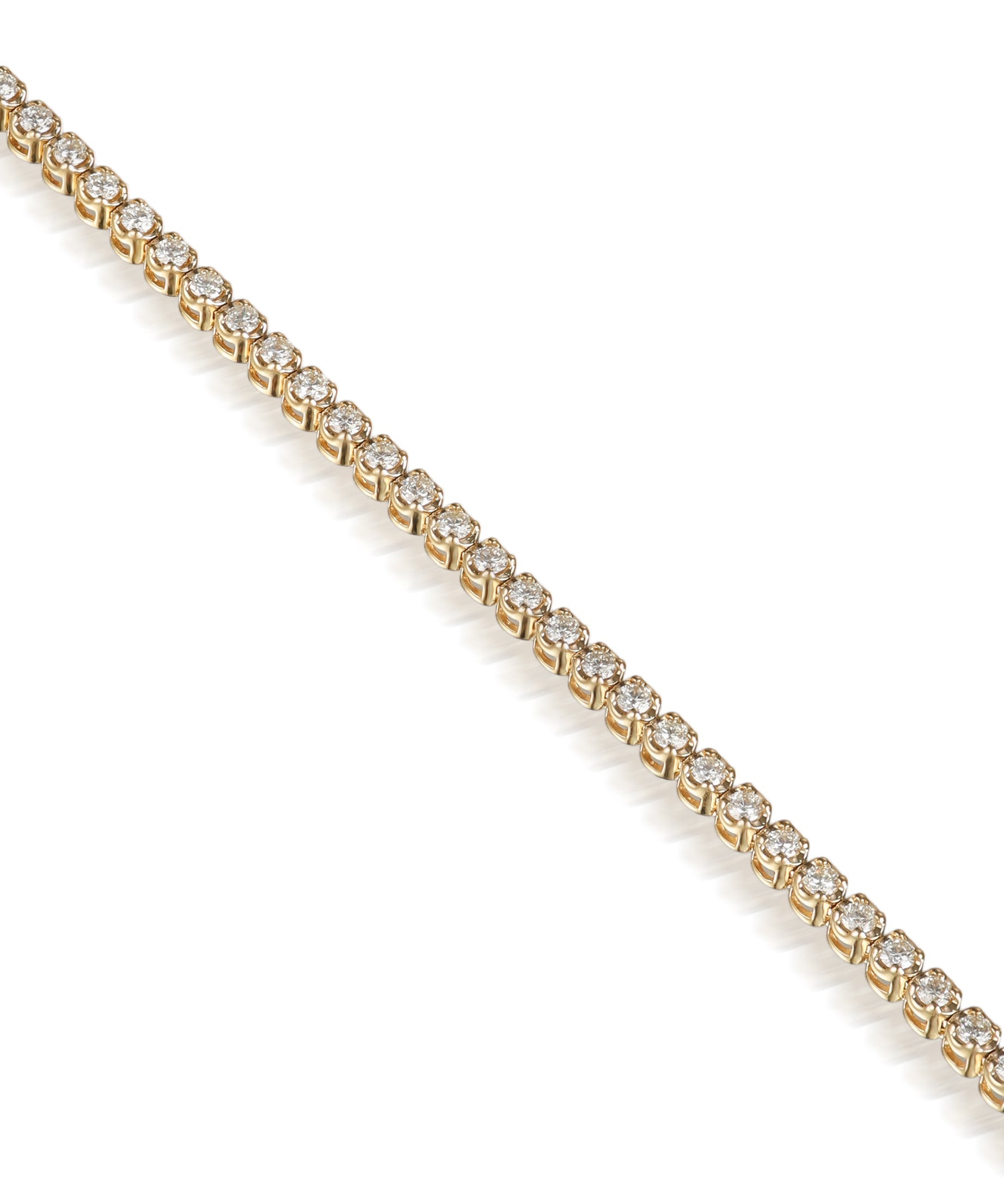 18K Yellow Gold Diamond Tennis Bracelet with Round Stones