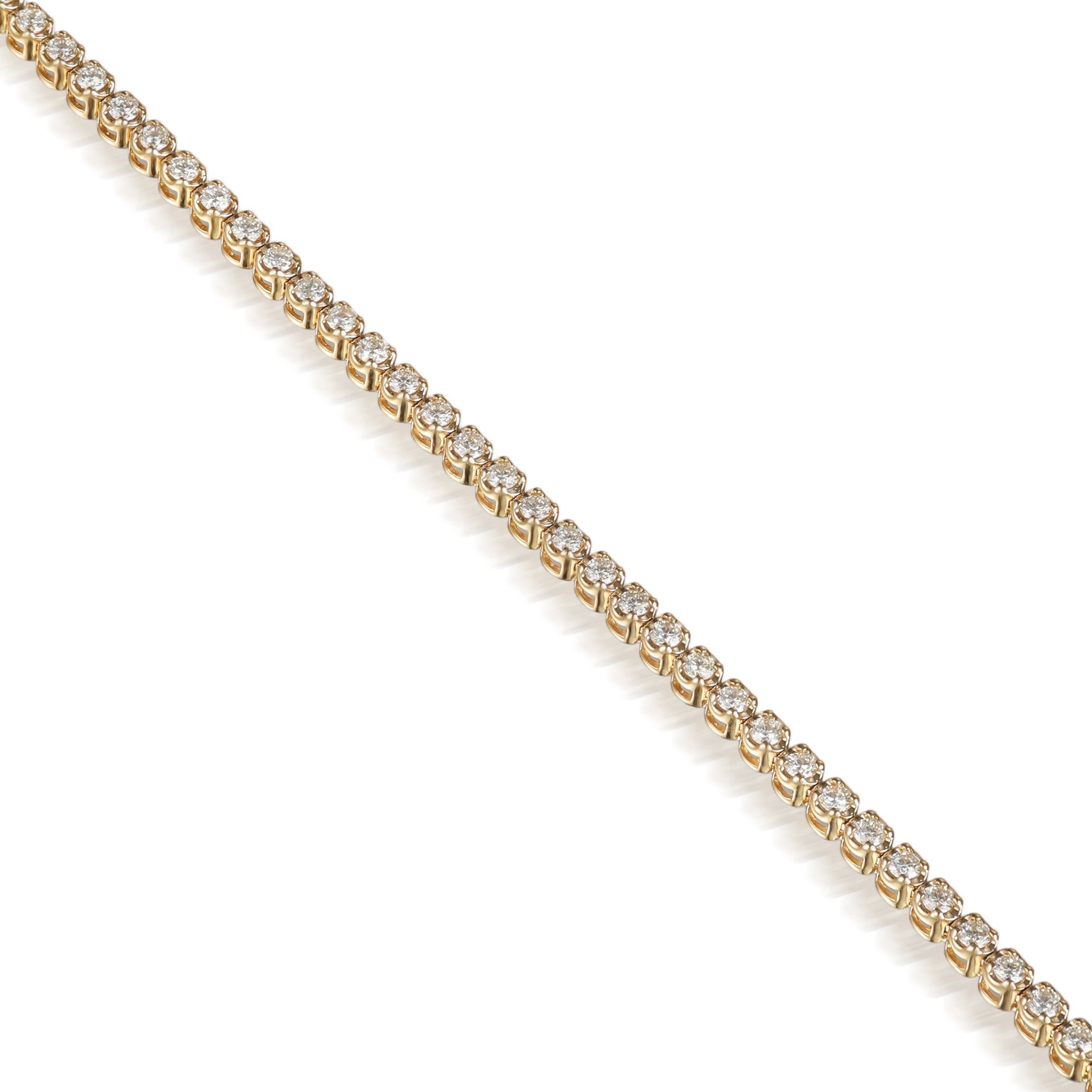 18K Yellow Gold Diamond Tennis Bracelet with Round Stones