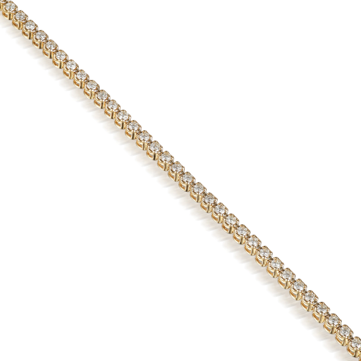 18K Yellow Gold Diamond Tennis Bracelet with Round Stones