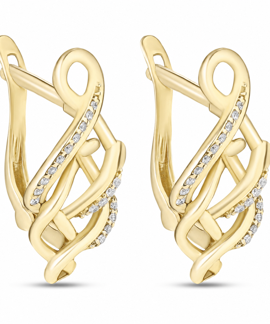 The Tirette Diamond Earrings In 18K Yellow gold - S-H086ES