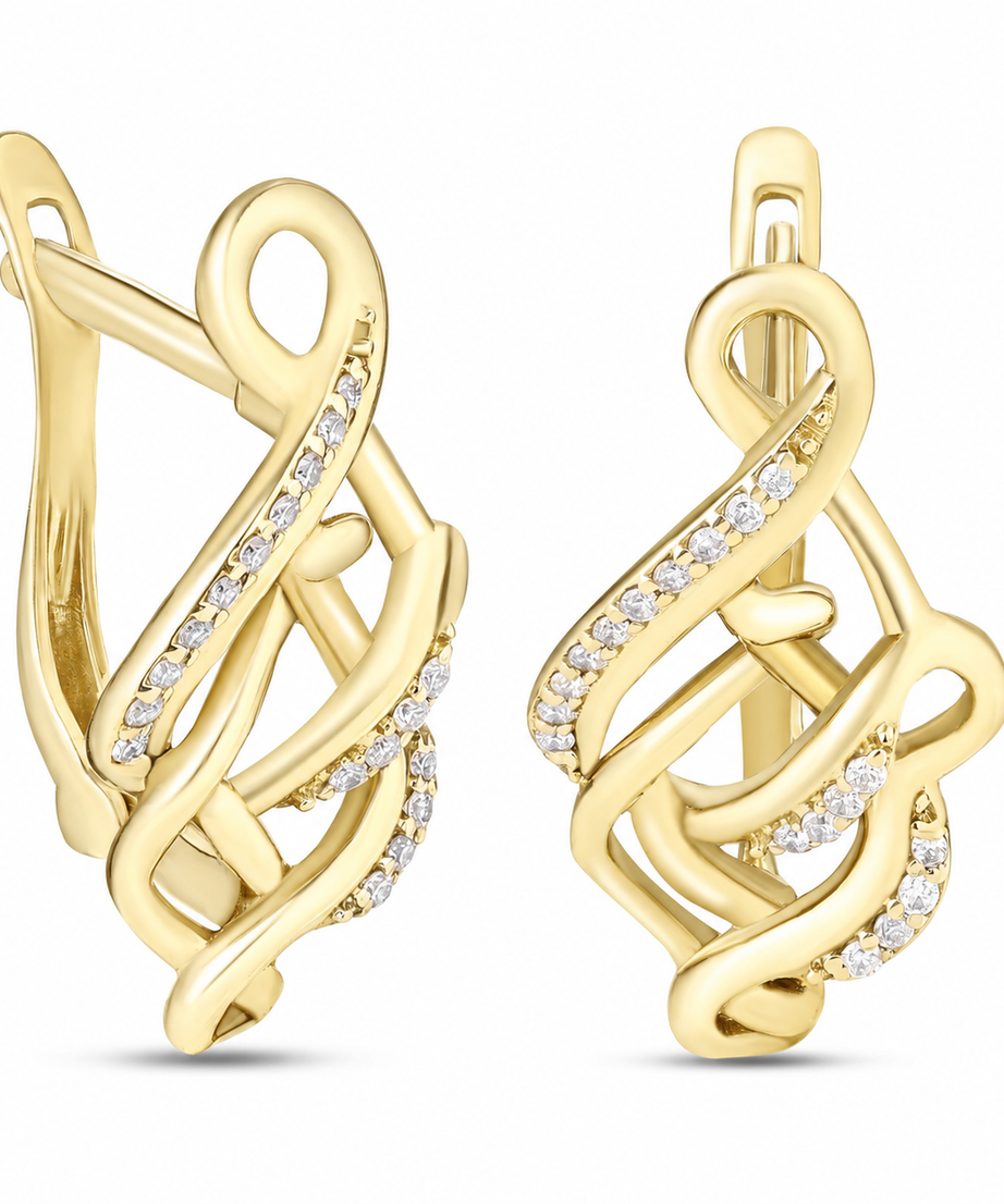 The Tirette Diamond Earrings In 18K Yellow gold - S-H086ES